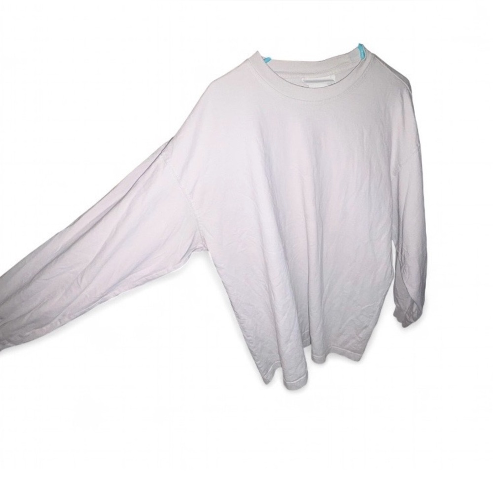 H&M Off-White Long Sleeve Tee Size L Minimalist Neutral Basic